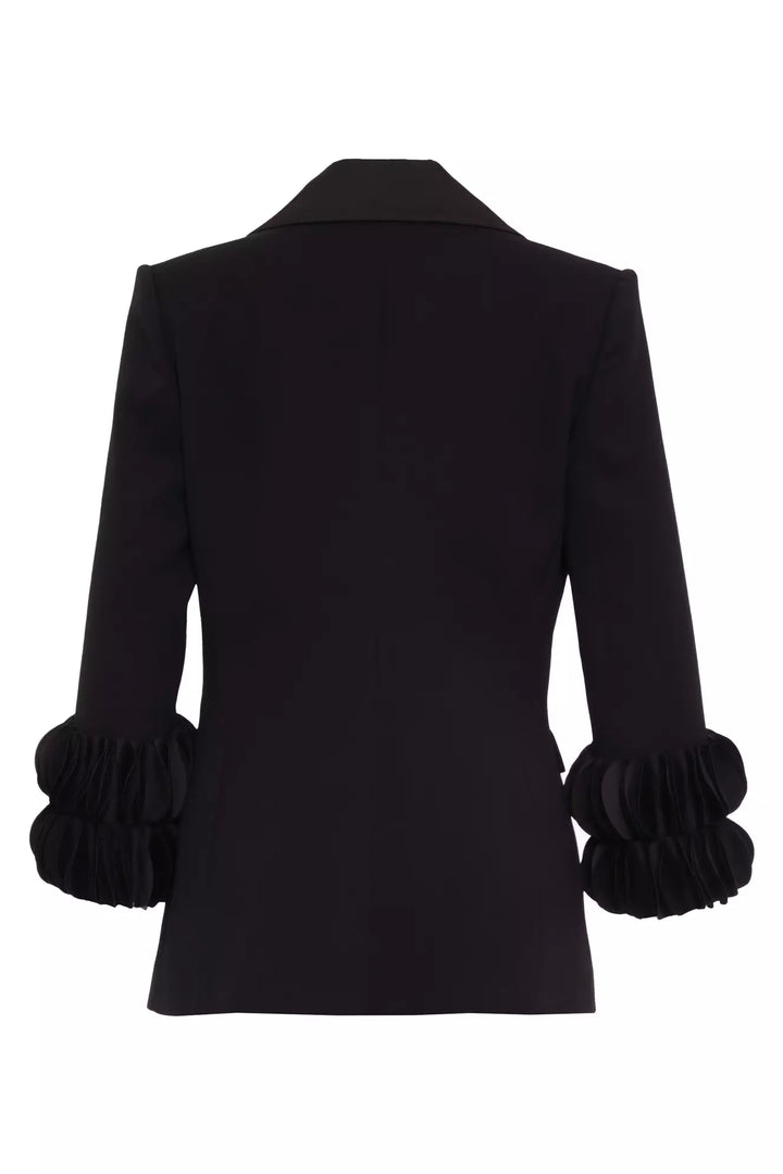 FRV Black krep saten long sleeve long jacket - Vushtrri