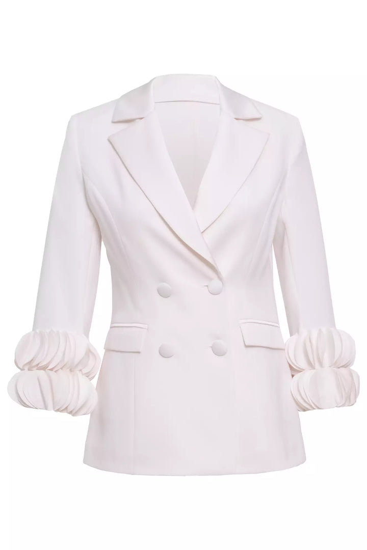 FRV White krep saten long sleeve long jacket - Reims