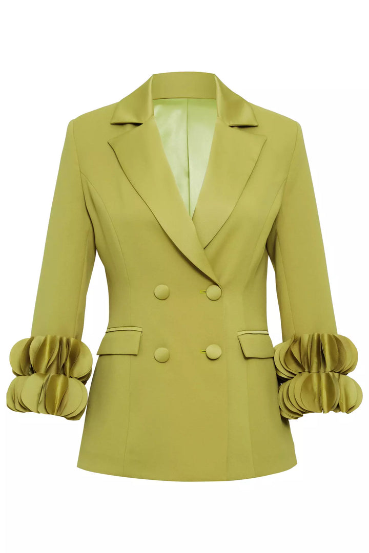FRV Peanut green krep saten long sleeve long jacket - Andover