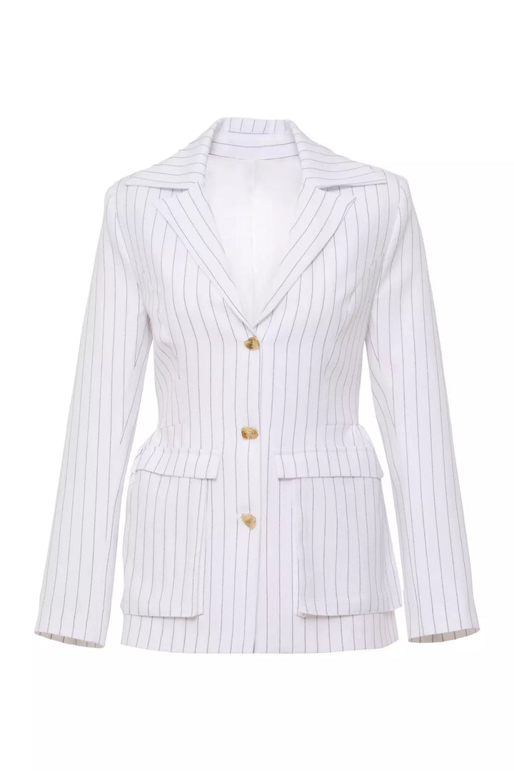 FRV White woven long sleeve long jacket - Hobart