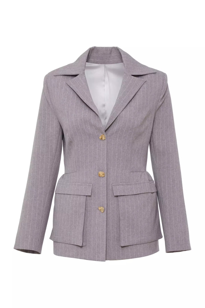 FRV Gray woven long sleeve long jacket - Cuautitlán
