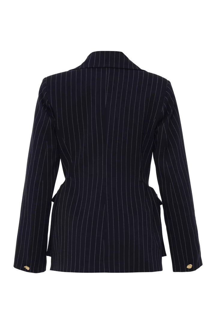 FRV Navy blue woven long sleeve long jacket - Pleasanton