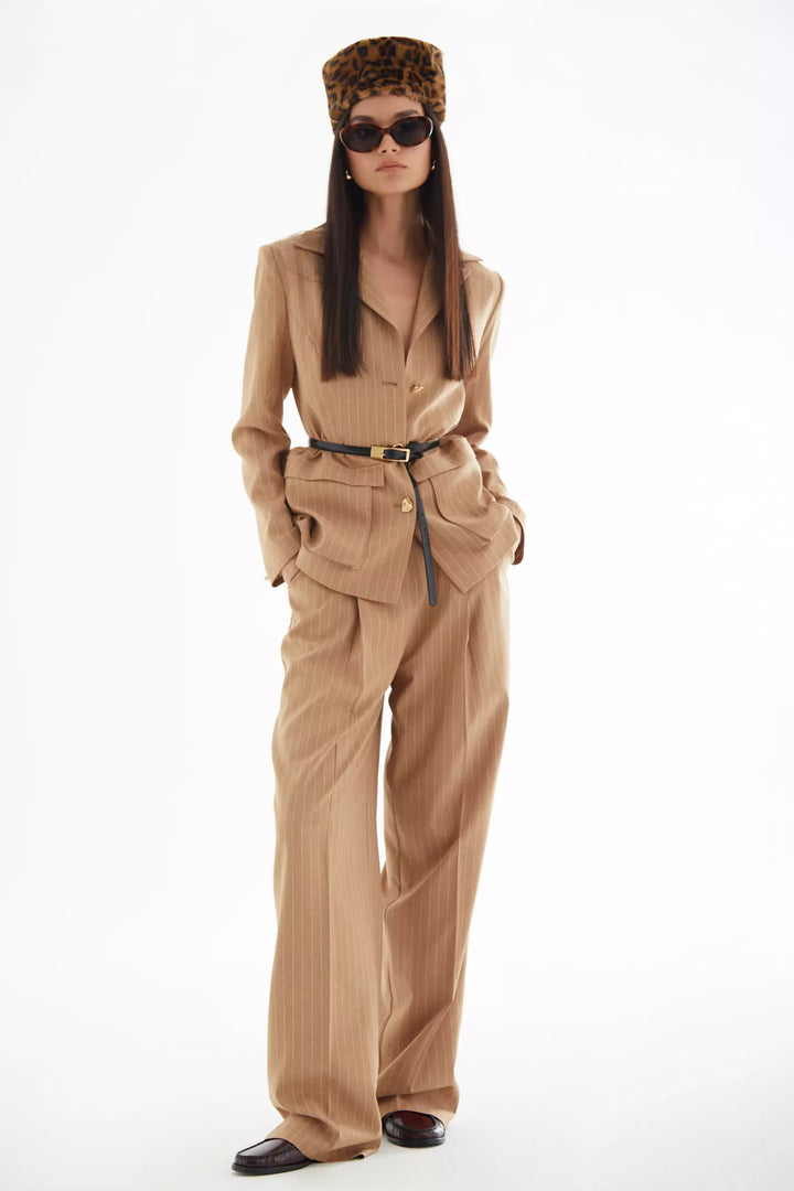 FRV Camel woven long sleeve long jacket - Etterbeek