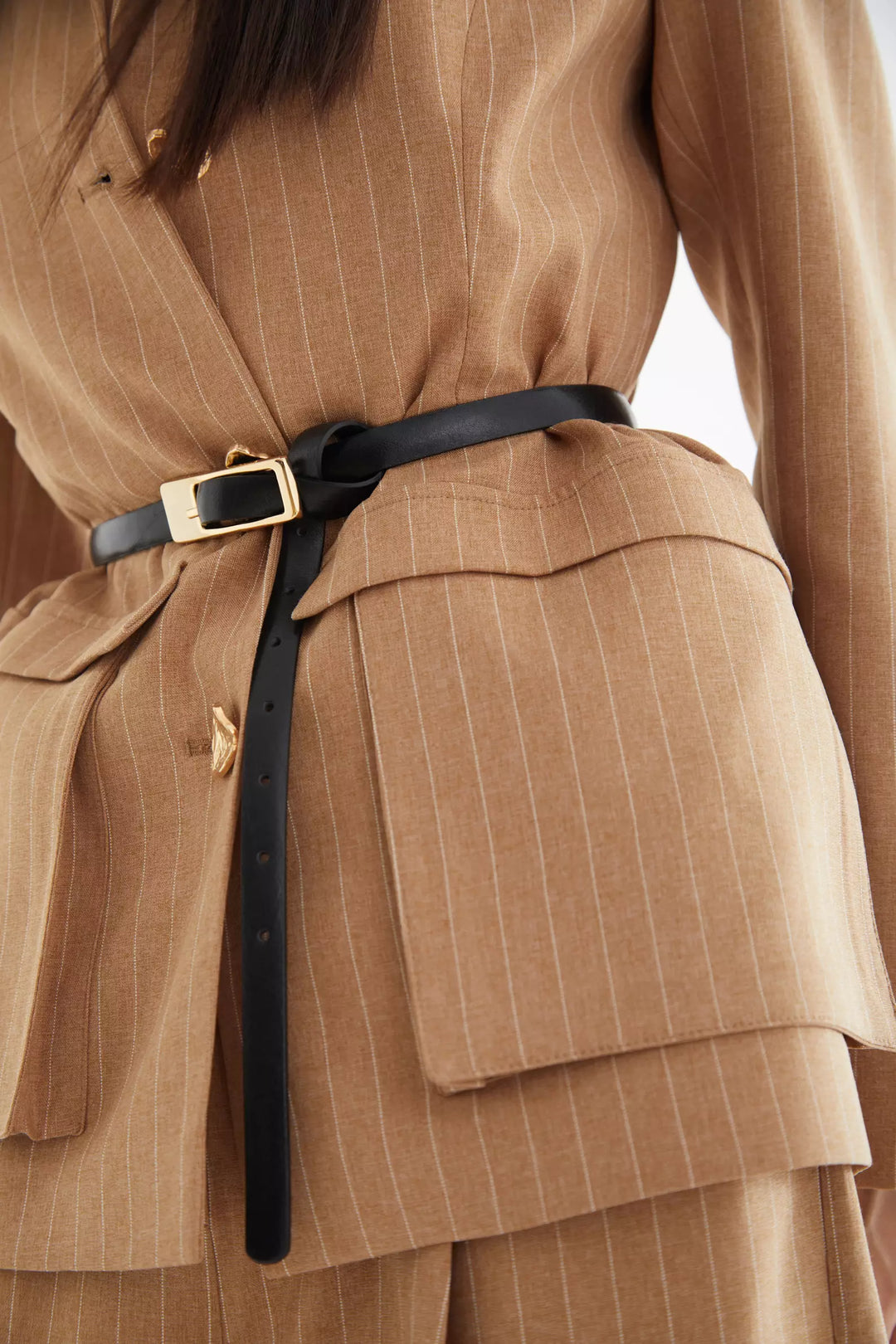 FRV Camel woven long sleeve long jacket - Etterbeek