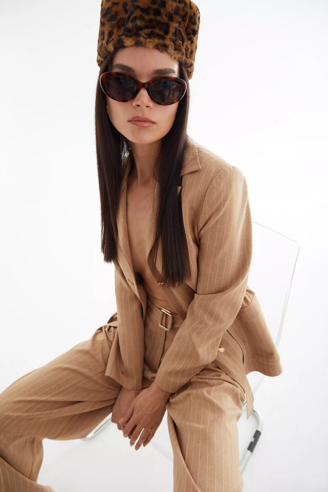 FRV Camel woven long sleeve long jacket - Etterbeek