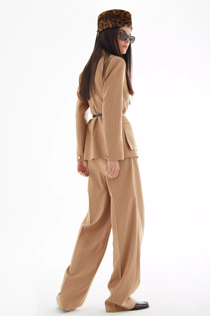 FRV Camel woven long sleeve long jacket - Etterbeek