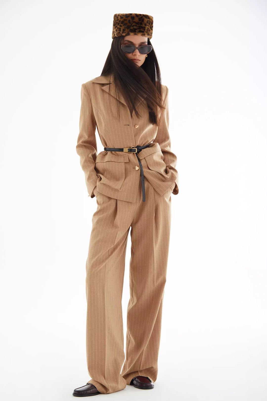 FRV Camel woven long sleeve long jacket - Etterbeek