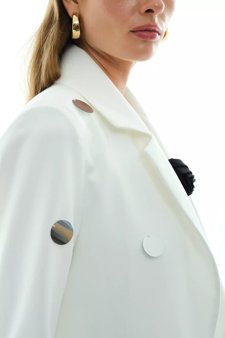 FRV White crepe long sleeve mini jacket - Beckum