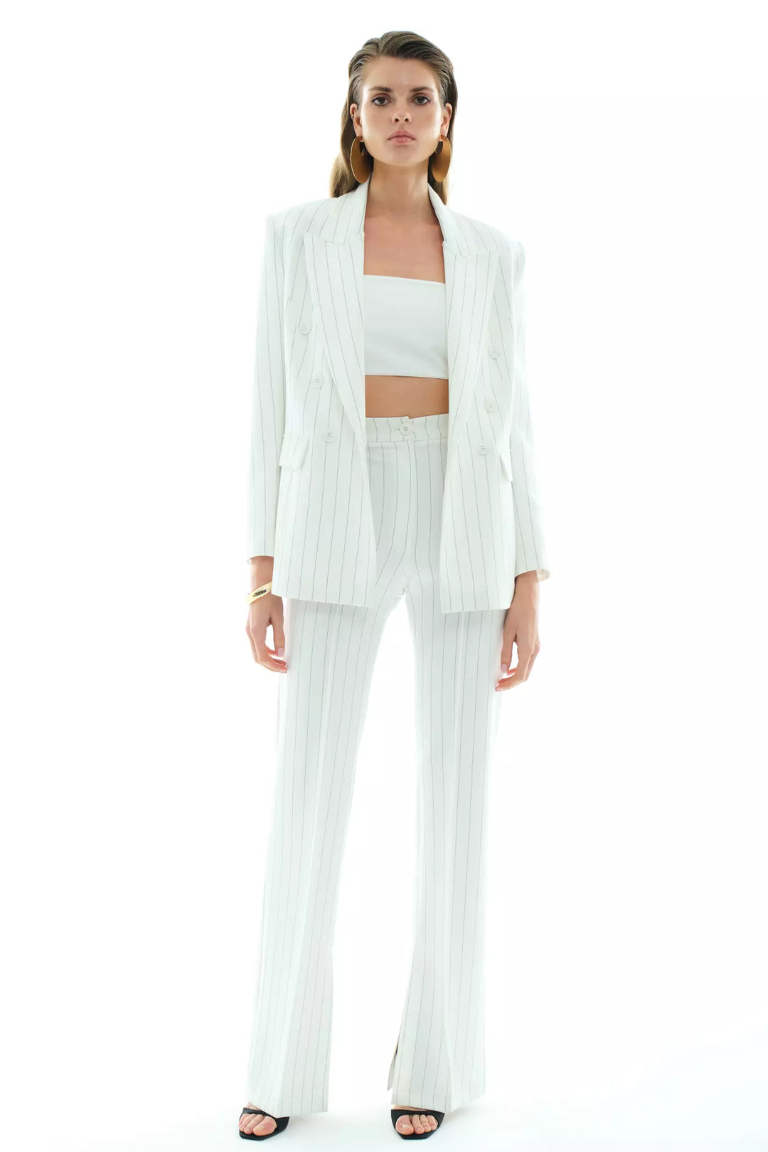 FRV White woven long sleeve long jacket - Galátsi