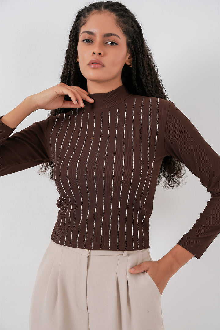 BGD Women Taşlı Body - Kahverengi - Hellevoetsluis