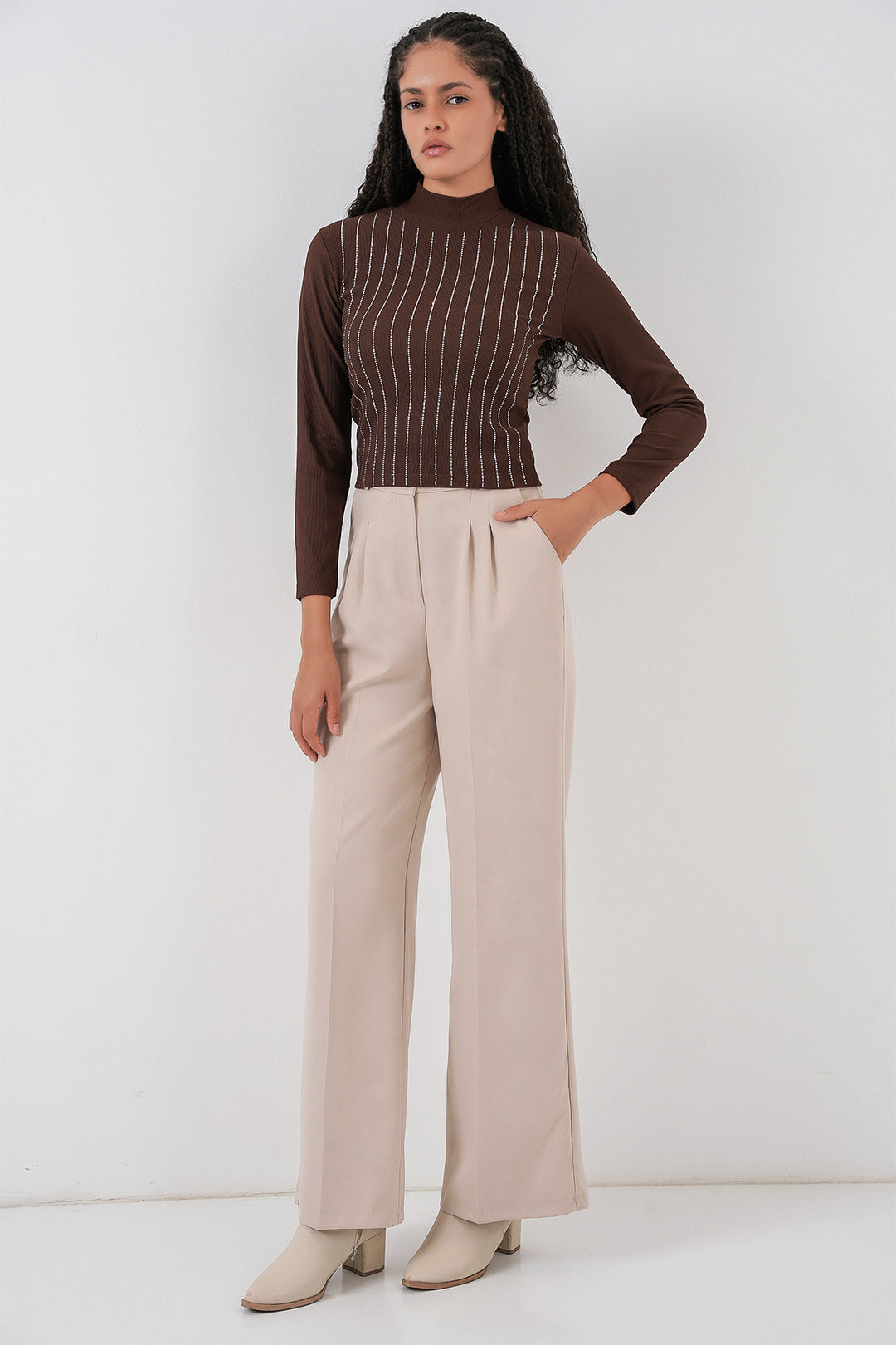 BGD Women Taşlı Body - Kahverengi - Hellevoetsluis