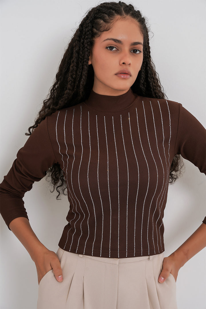 BGD Women Taşlı Body - Kahverengi - Hellevoetsluis