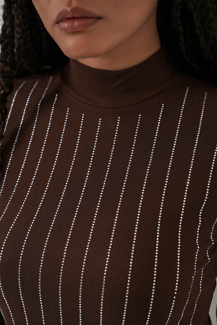 BGD Women Taşlı Body - Kahverengi - Hellevoetsluis