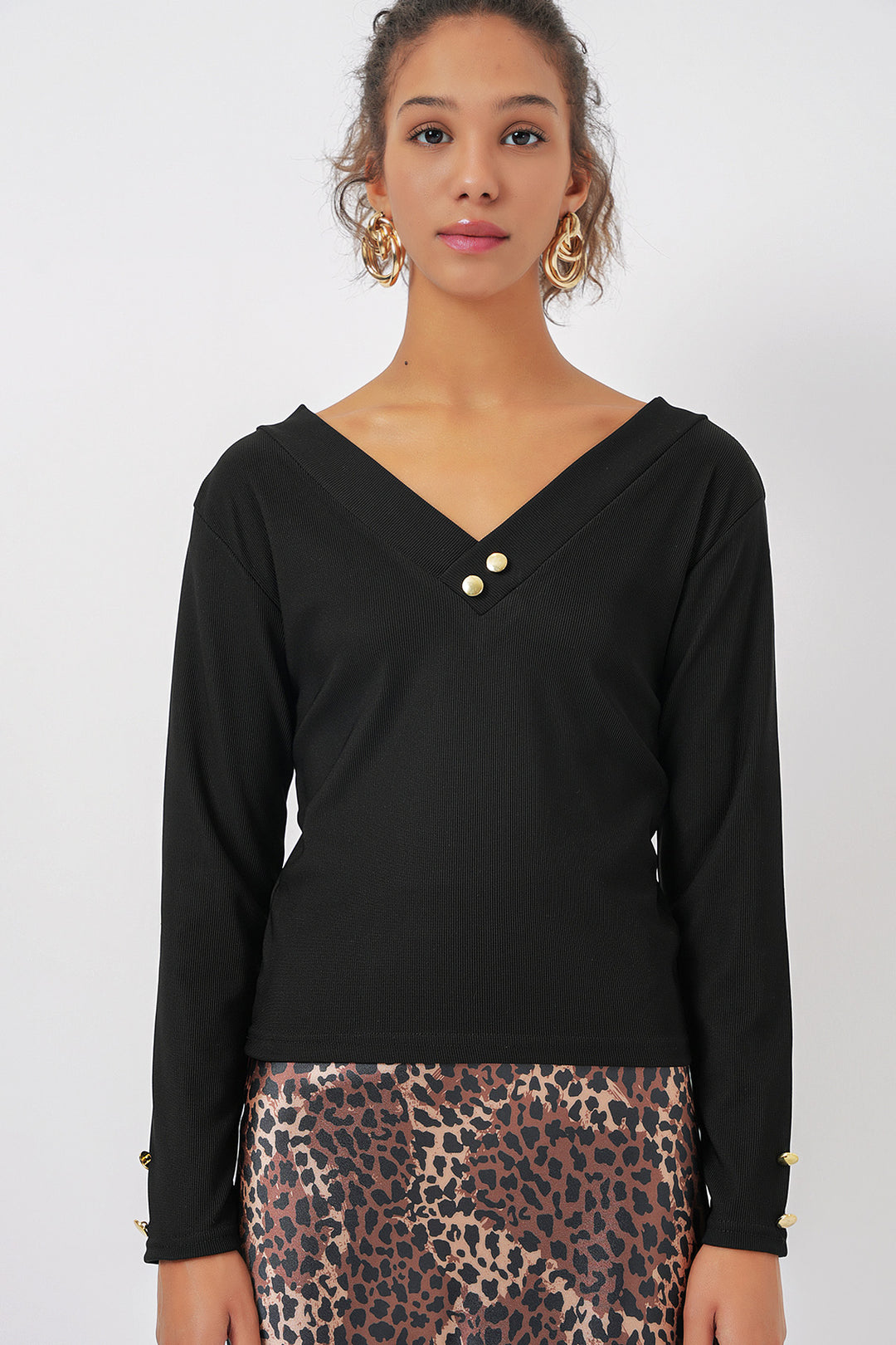 BGD Women Long Sleeve Bodysuit - Black - Morelia