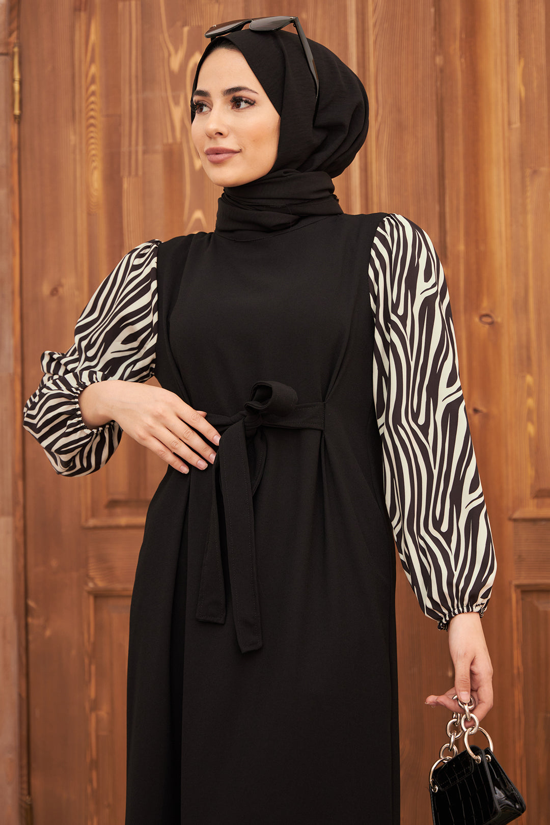 ZRF فستان نسائي بأكمام زيبرا - إكرو - مافرا