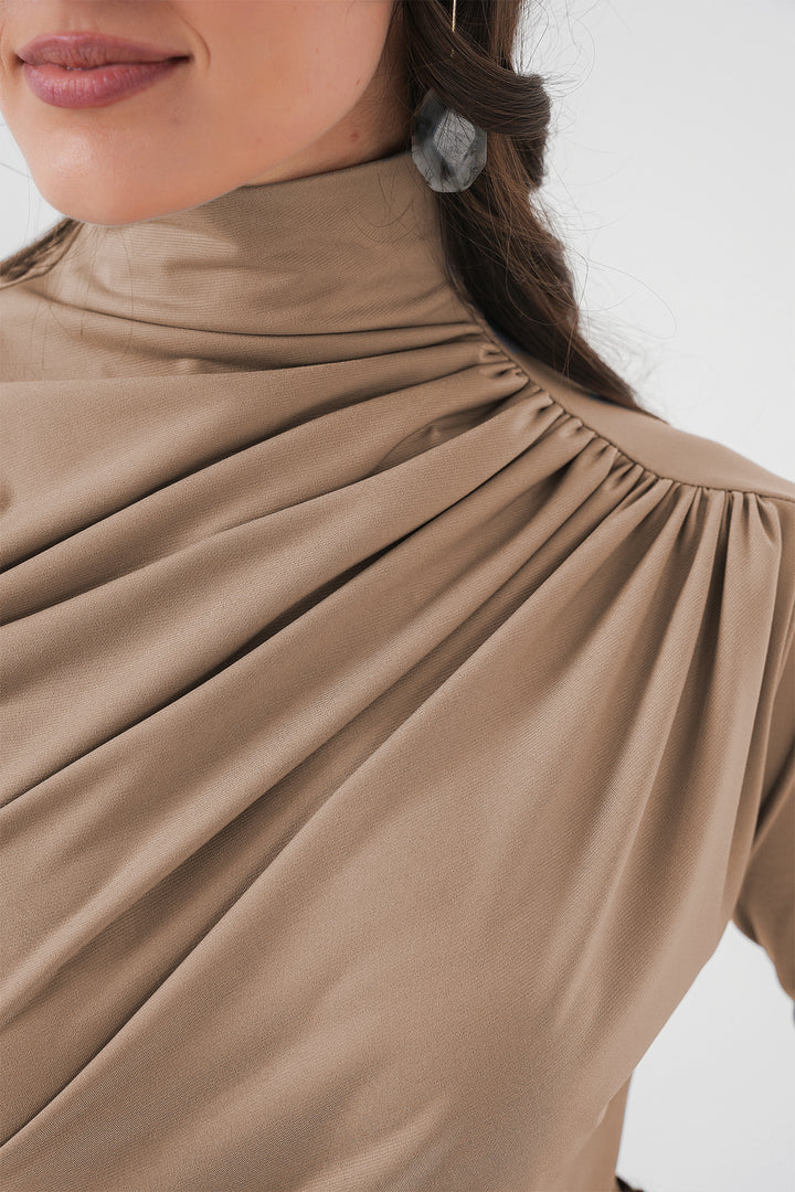BGD Women Ruffle Detailed Sandy Blouse - Beige - Bitterfeld