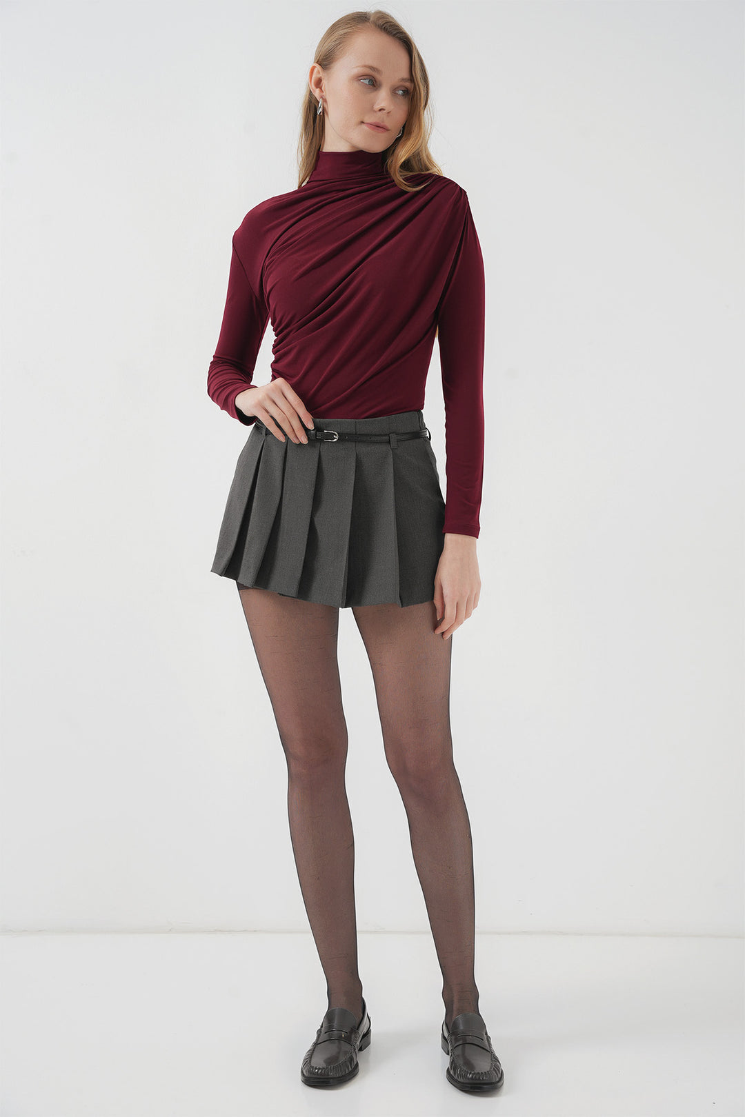 BGD Women Büzgü Detaylı Sandy Bluz - Bordo - Marana