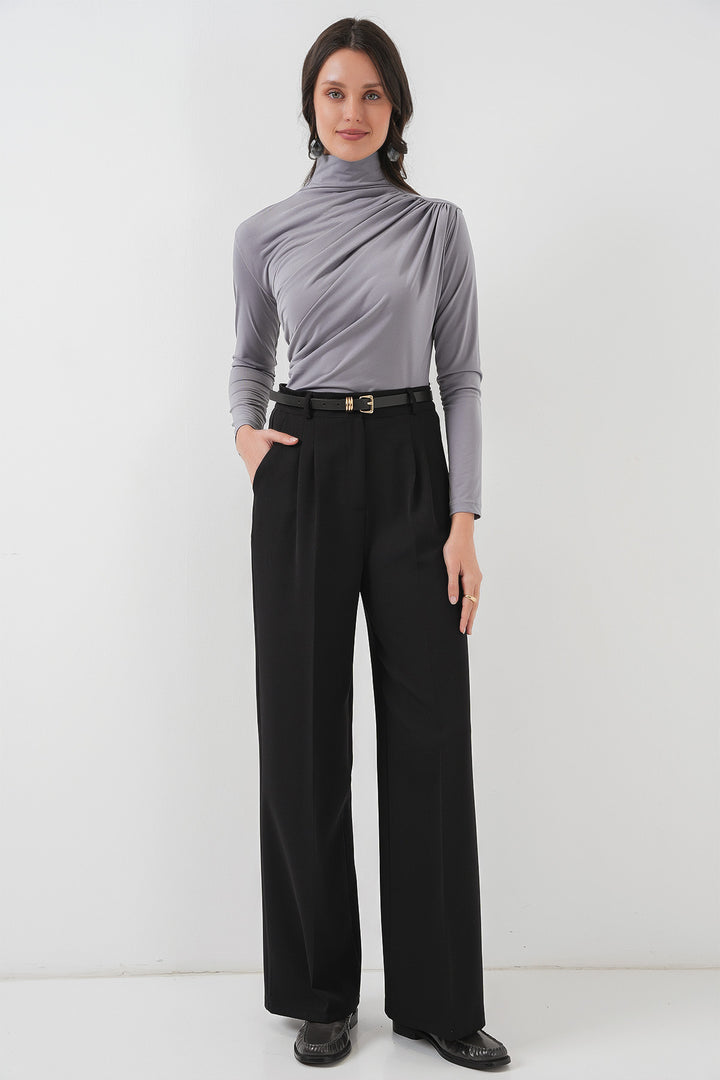 BGD Women Ruffle Detailed Sandy Blouse - Gray - Bellevue