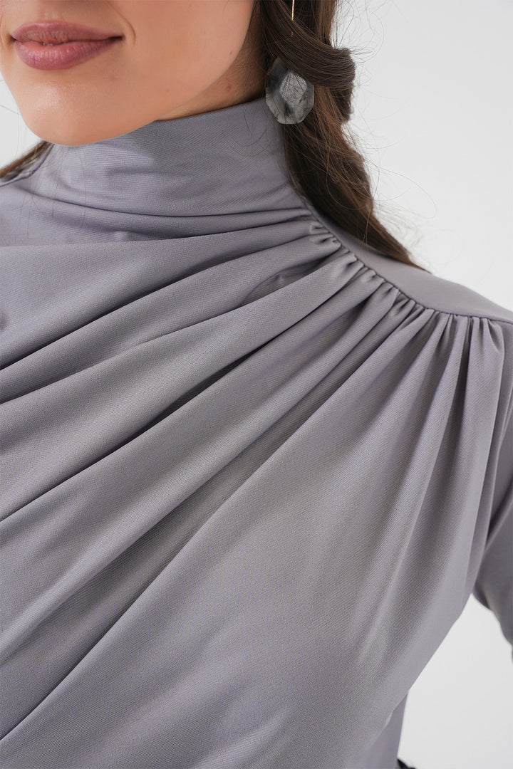 BGD Women Ruffle Detailed Sandy Blouse - Gray - Bellevue