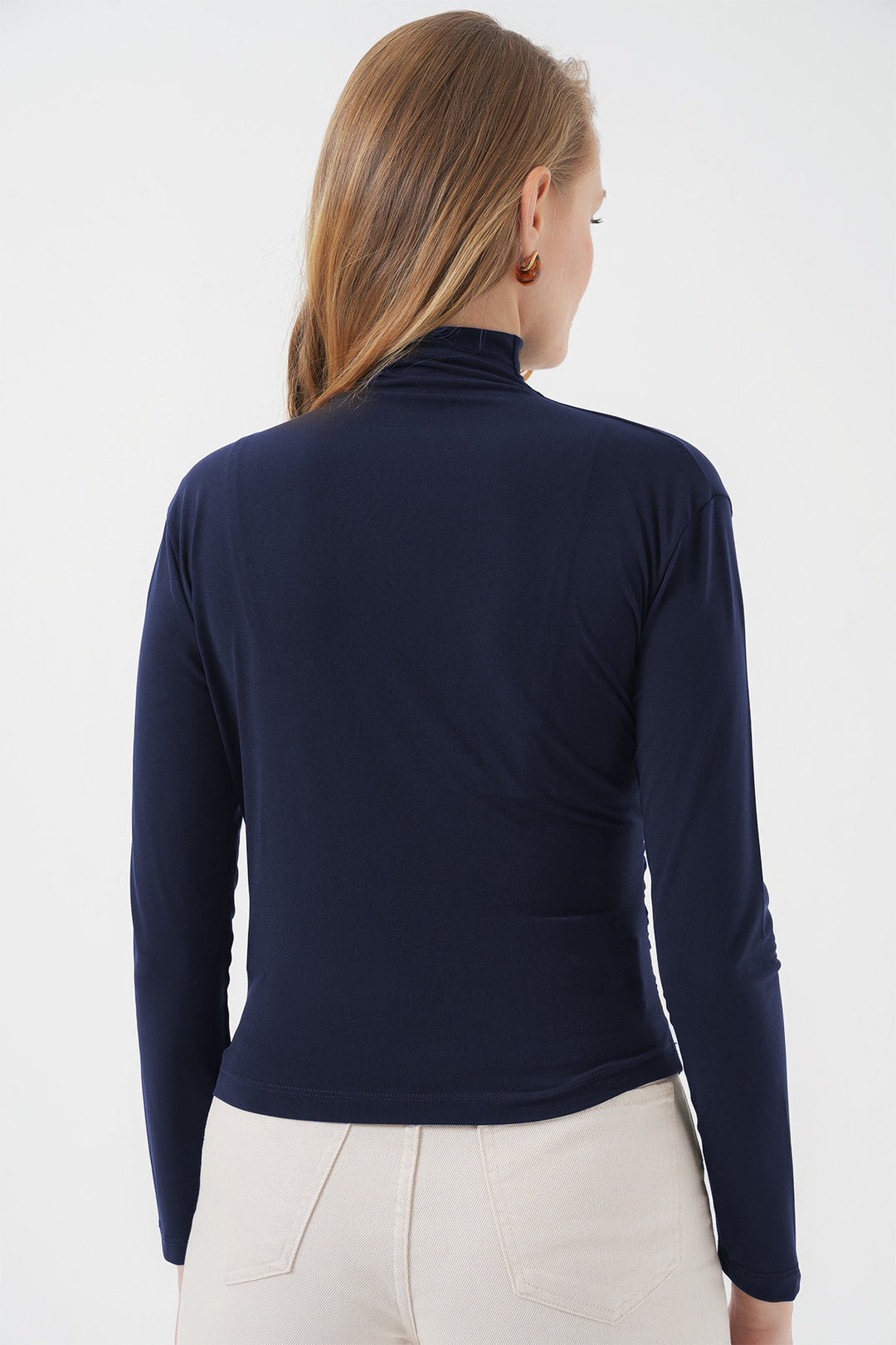 BGD Women Ruffle Detailed Sandy Blouse - Navy - Rotorua