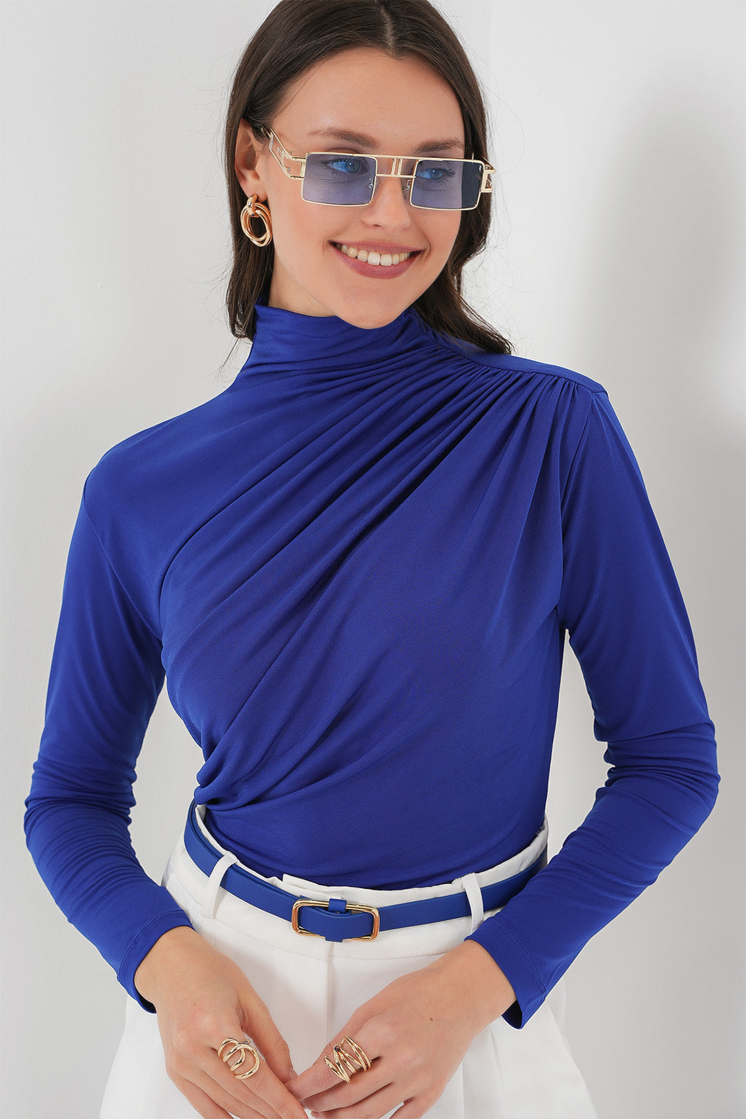 BGD Women Ruffle Detailed Sandy Blouse - Blue - Santa Ana Nextlalpan