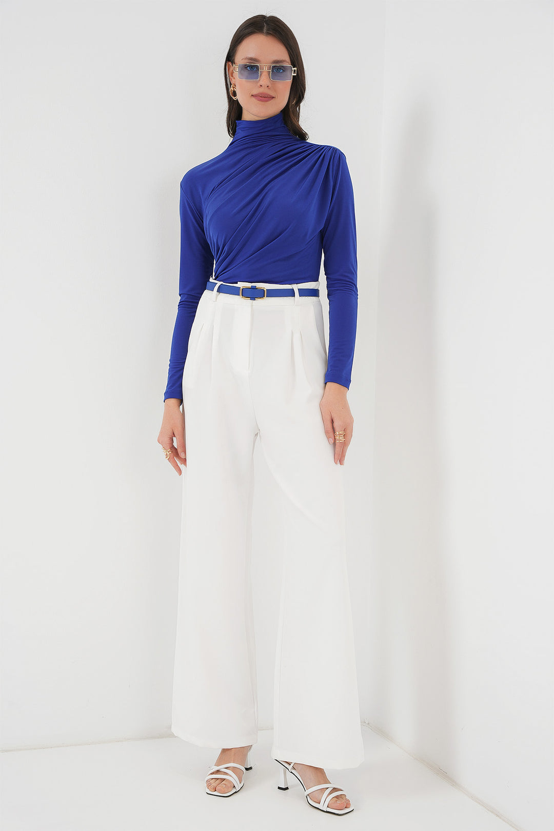 BGD Women Ruffle Detailed Sandy Blouse - Blue - Santa Ana Nextlalpan