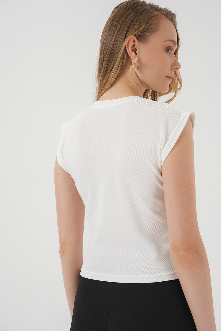 BGD Women Short Sleeve Knit Blouse - White - Monterrey