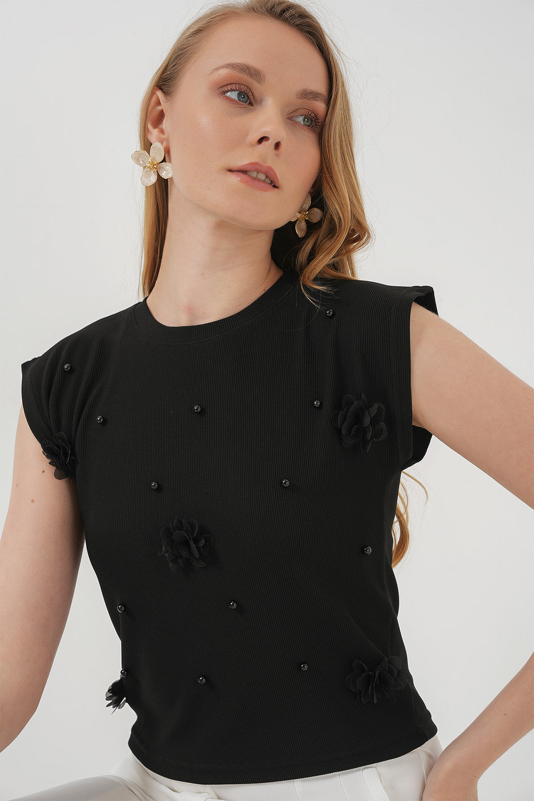 BGD Women Short Sleeve Knit Blouse - Black - Egypt Lake-Leto