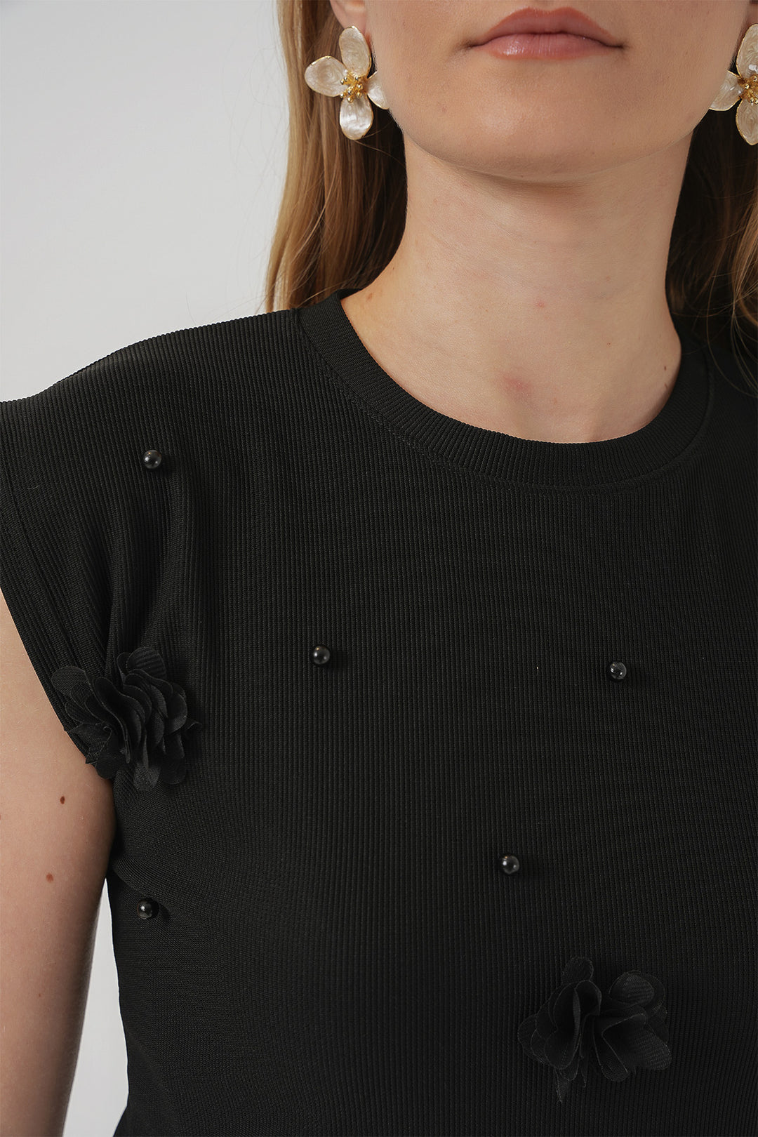 BGD Women Short Sleeve Knit Blouse - Black - Egypt Lake-Leto