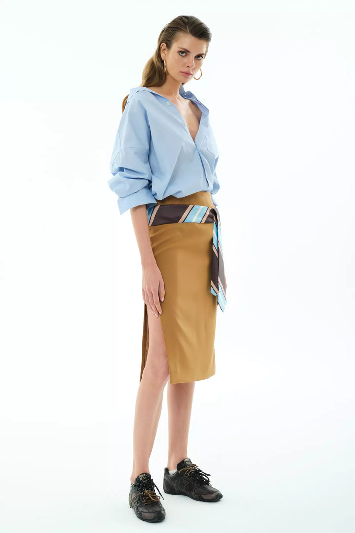 FRV Camel crepe mini skirt - Inver Grove Heights