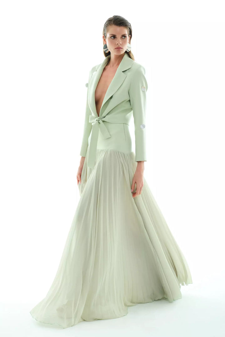 FRV Mint green chiffon long skirt - Jesús María