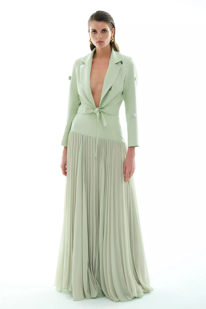 FRV Mint green chiffon long skirt - Jesús María