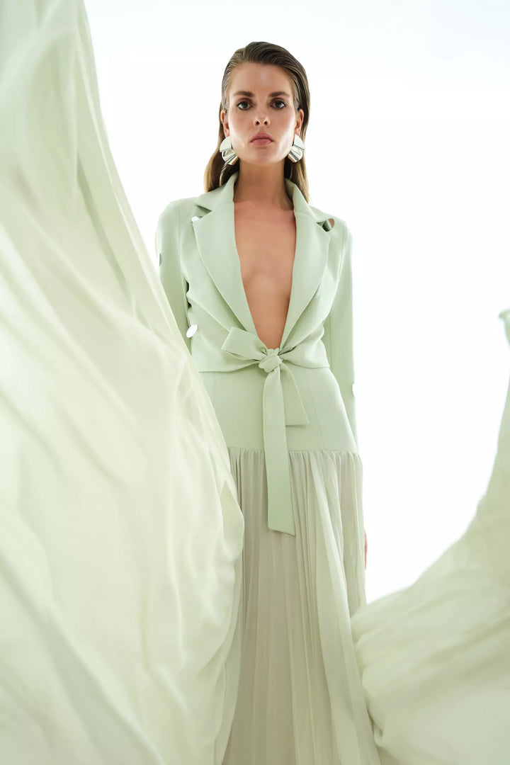 FRV Mint green chiffon long skirt - Jesús María