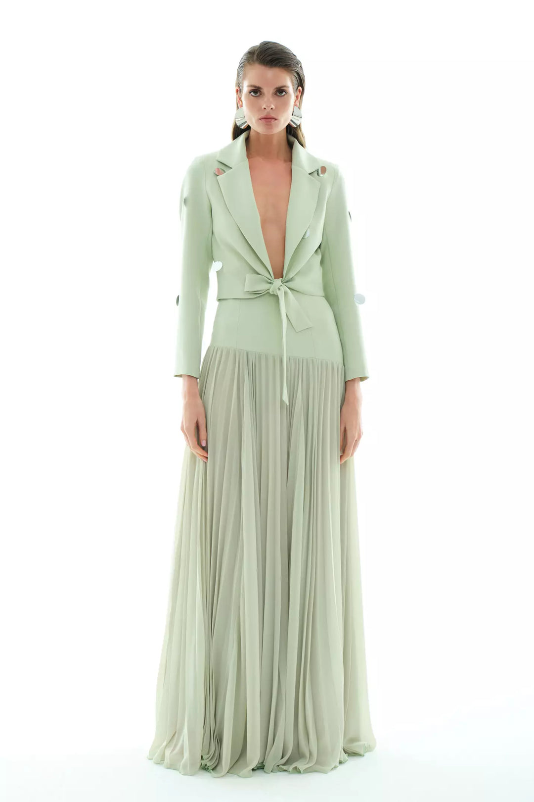 FRV Mint green chiffon long skirt - Jesús María
