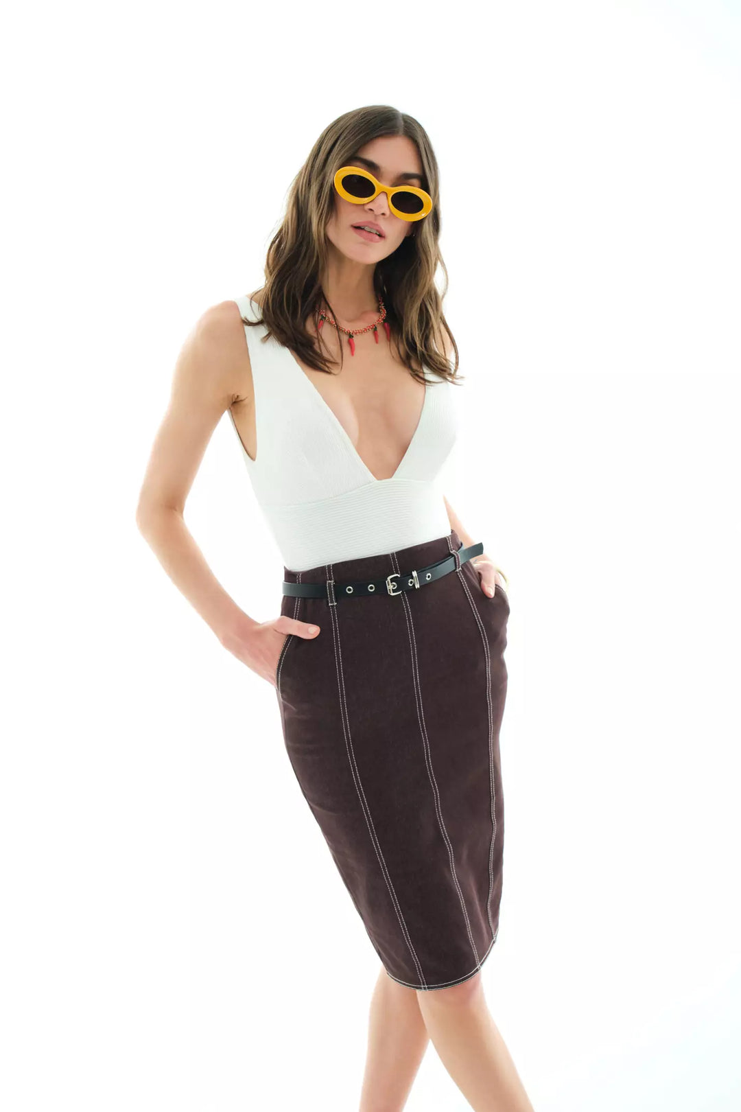FRV Brown kot midi skirt - Gainesville