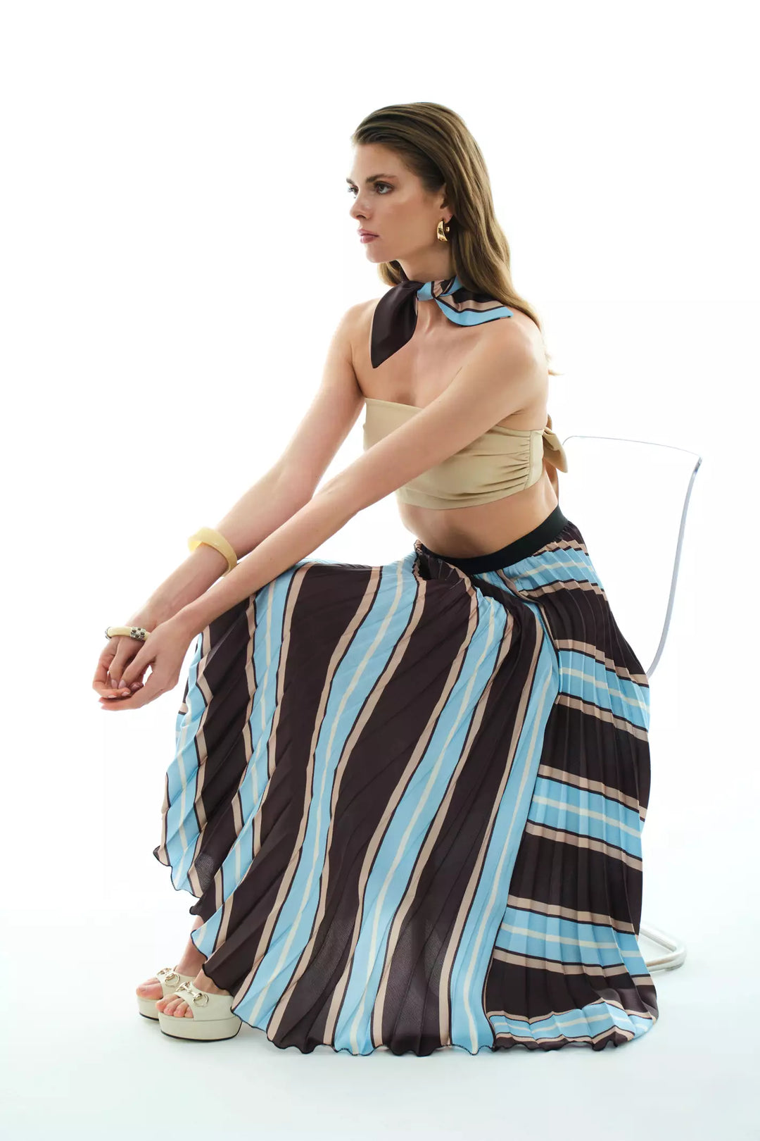 FRV Printed satin long skirt - Brighton