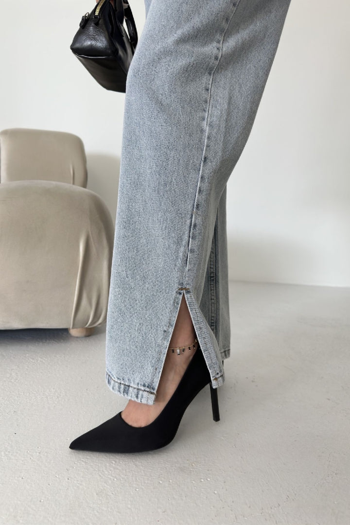 XLJ Stove Pipe Leg High Waisted Relaxed Jean with Slit at Finish Mixed - Sankt Gallen