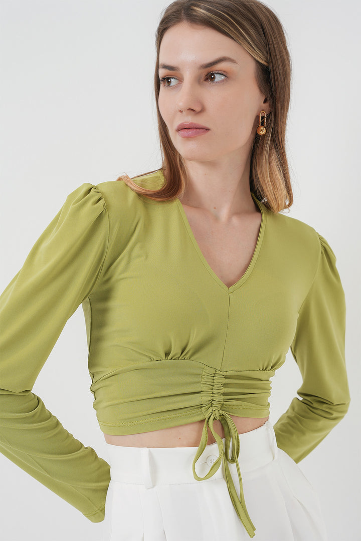 BGD Women Sandy Crop Blouse - Green - Apaseo el Grande