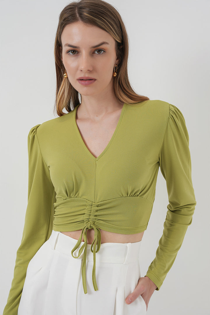 BGD Women Sandy Crop Blouse - Green - Apaseo el Grande