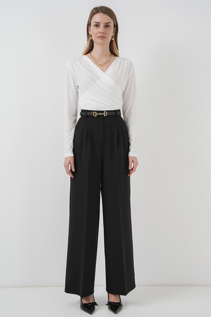BGD Women Tire Neck Sandy Blouse - White - Ajaccio