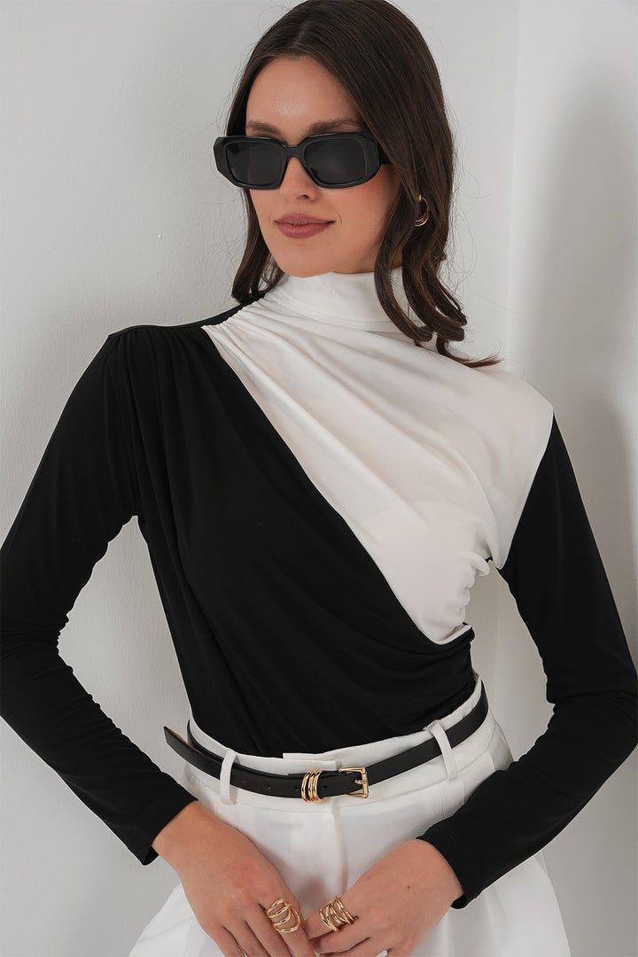 BGD Women Ruffle Detailed Sandy Blouse - Black - Guanajuato
