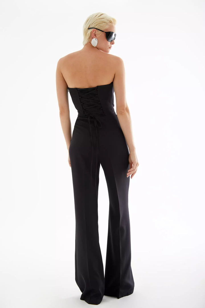 FRV Black crepe strapless long dress - Villefranche-sur-Saône