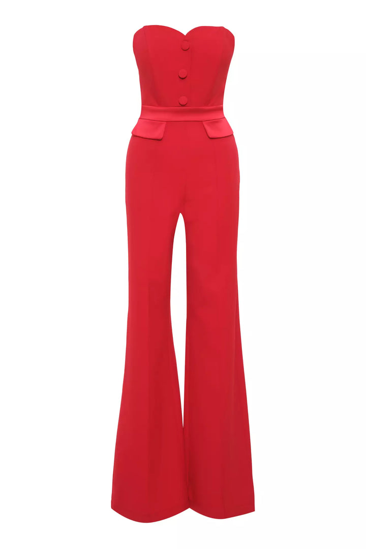 FRV Red crepe strapless long dress - Houston