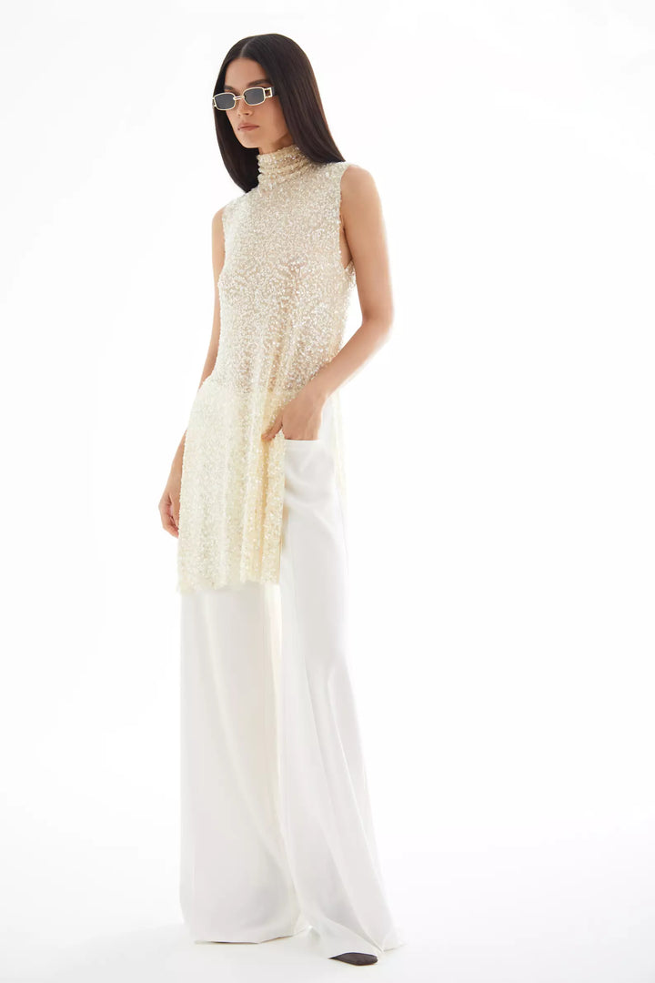 FRV White krep saten long trousers - North Brunswick