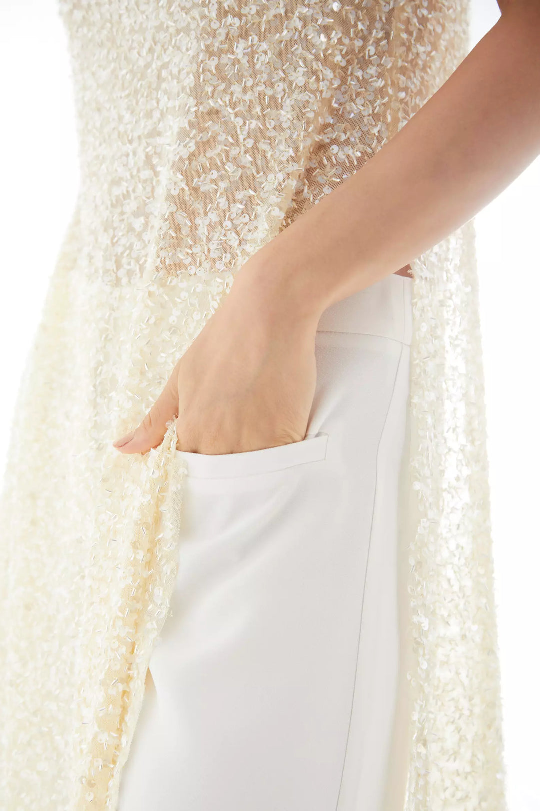 FRV White krep saten long trousers - North Brunswick