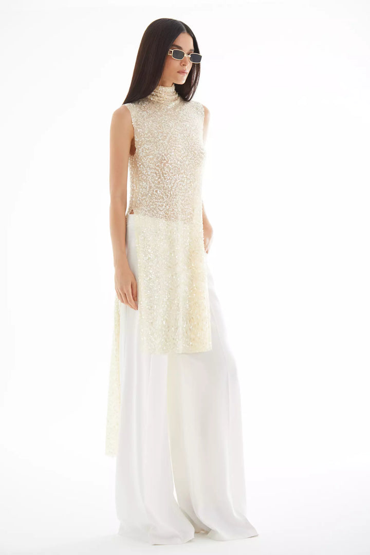 FRV White krep saten long trousers - North Brunswick