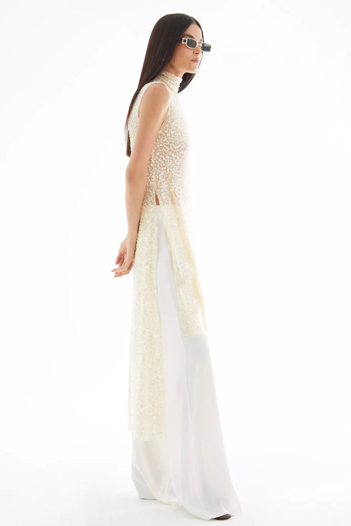 FRV White krep saten long trousers - North Brunswick