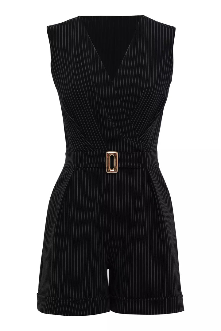 FRV Black woven sleeveless mini overalls - Santurce-Antiguo