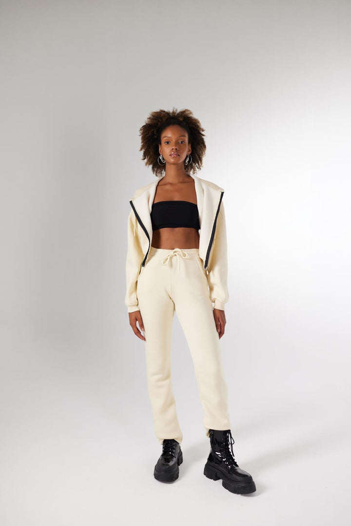 HLLY Women Mixed Beige Sweatpants - Dráma