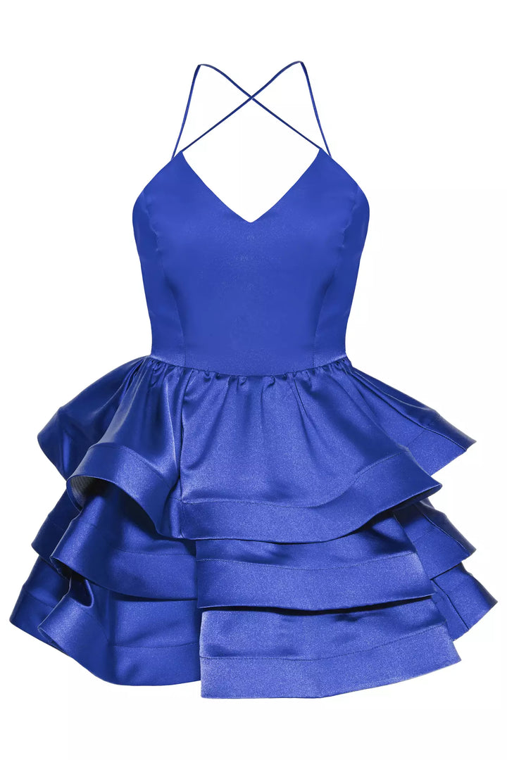 FRV Blue plus size satin sleeveless mini dress - Soest
